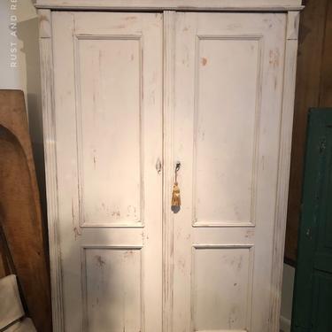 Antique Pine Armoire hutch, whitewashed, with retrofit shelves.  Free Aldie VA pickup/Shipping Extra 