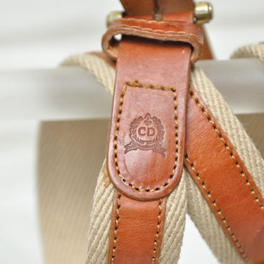 Vintage Christian Dior Tan Leather and Fabric Belt Made in Spain Size 34 Medium Thin Neutral  Minimalist Belt Accessories 