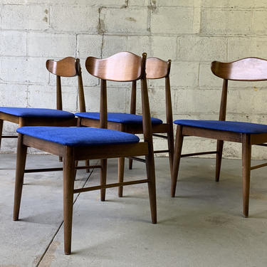 Mid Century MODERN WALNUT DINING Chairs, Set/4 