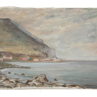 Vintage Shoreline Seascape Painting