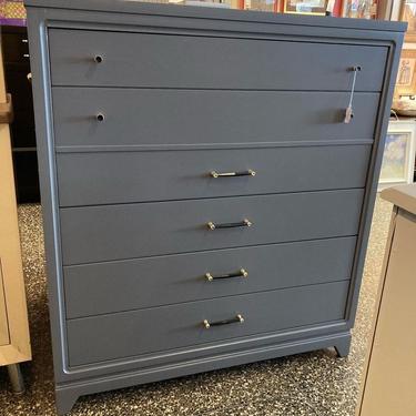 Gray painted mid century chest of drawers.  38” x 19” x 42.5”