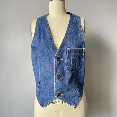 1970s Denim Top Vest Fitted Small 