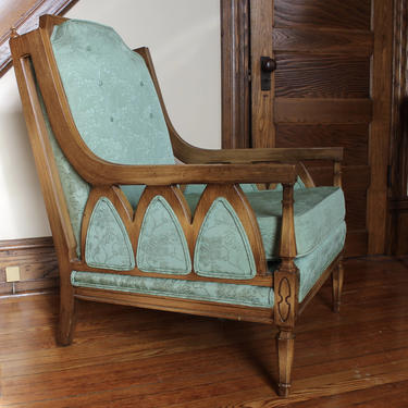 MidCentury Teal and Wood Arm Chair 