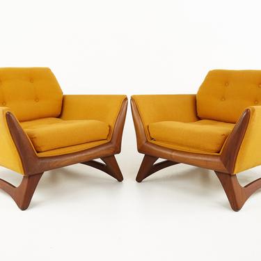Adrian Pearsall Mid Century Orange Lounge Chairs - Pair - mcm 