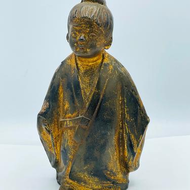 Vintage Okimono figurine - Cast iron - &amp;quot;Selflessness Child&amp;quot; - Japan - Door Stop  Bookend Shōwa period (1926-1989) 