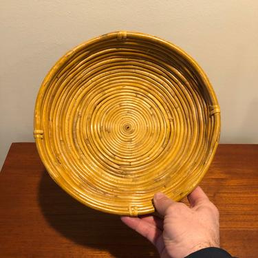 Vintage Hand Made Coiled Bamboo Bowl 