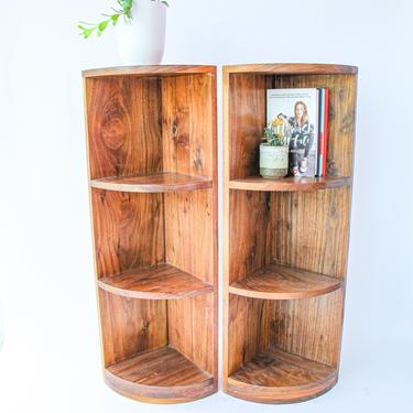 Solid Wood Mid-century Corner Bookshelves 