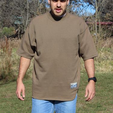 Vintage 1980s Banana Republic Sweatshirt, Large Men, khaki cotton, short sleeve 