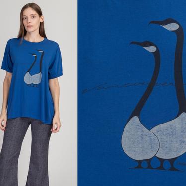 80s Vancouver Canadian Goose T Shirt - Large to XL | Vintage Blue Animal Graphic Tourist Tee 