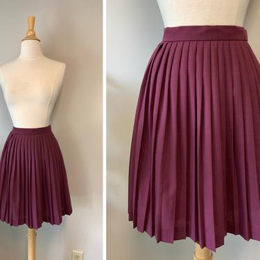 Vintage Merlot Pleated Mini Skirt | Size XS 