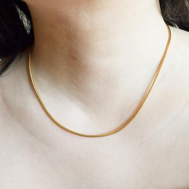 Camila gold dainty round snake link chain necklace, gold round snake chain link necklace, gold dainty chain necklace, simple gold necklace 
