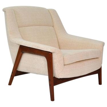 Folke Ohlsson for Dux Teak Off-White Profil Lounge Chair 