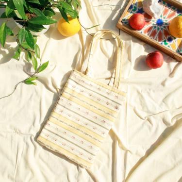 Flower Print Pastel Cottagecore Handmade Tote Bag Vintage Upcycled Cotton Tote Bag 