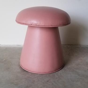 80's Postmodern Pink Vinyl Mushroom Stool 