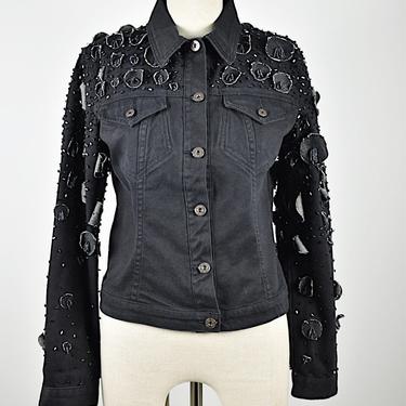 Krizia Black Denim Jacket with Embellishments 