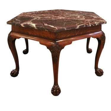 Artisan Crafted Claw Foot Table with Marble Top 19th Century