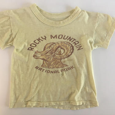 Vintage Rock Mountain National Park T-Shirt Souvenir 70s 1970s USA Short Sleeve Yellow Hipster Retro Kids Ba