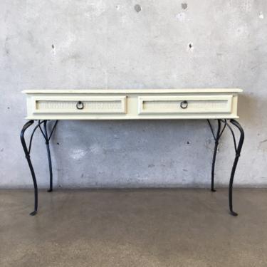 Small Desk with Iron Legs & Two Drawers / Console Table with Drawers