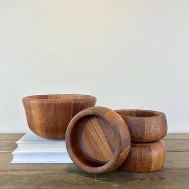 Dansk IHQ Danish Modern Staved Teak Bowls by Jens Quistgaard, Midcentury Wood Salad Bowl Set 