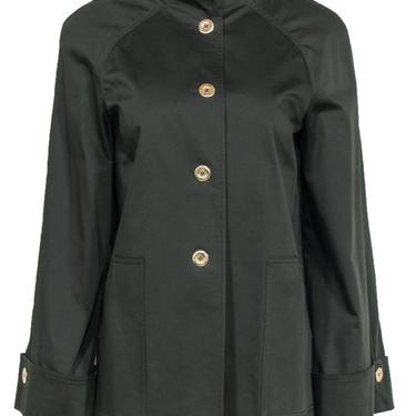 St. John - Forest Green Cotton Front-Button Parka Jacket Sz M