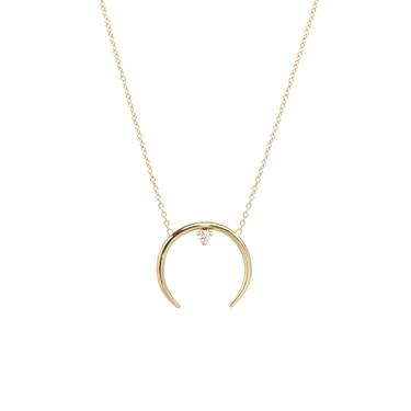 Horn Diamond Prong Necklace