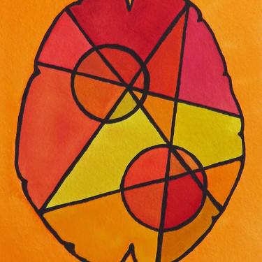 Stained Glass Brain 15 -  original watercolor painting - neuroscience 
