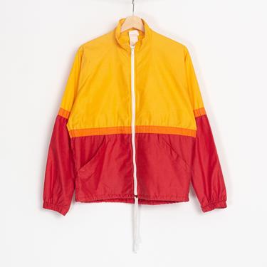 70s Sunset Gradient Color Block Windbreaker - Men's Medium | Vintage Striped Zip Up Lightweight Jacket 
