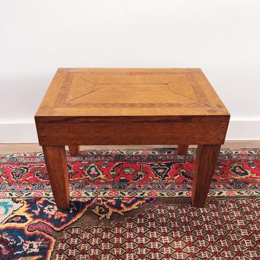 Vintage Marquetry Handmade Wooden Stool 
