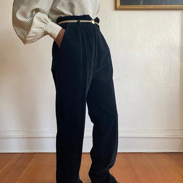 vintage black velvet high rise slacks size small - extra long leg 