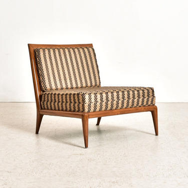 Mid Century Vintage John Widdicomb Slipper Chair in Striped Fabric