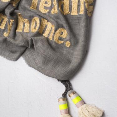'Your Smile' Gilded Words Lightweight Embroidered Poetry Scarf