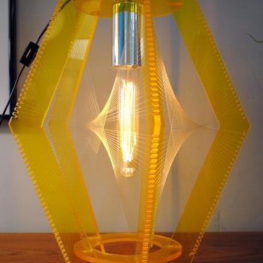 Mid Century Lucite String Art Swag Lamp