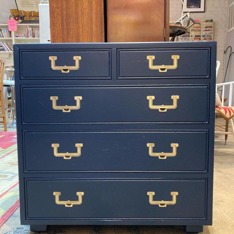 5 drawer campaign style chest. 30” x 14” x 30.5” 