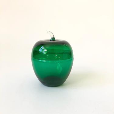 Vintage Green Glass Apple Box 