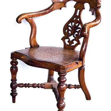A Handsome English Yew Wood Captain's Chair