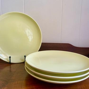 Set of 4- Vintage Russel Wright Iroquois Casual China Lemon Yellow Dinner Plates , MCM Midcentury Dinnerware, Made in USA 