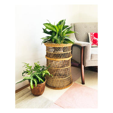 Vintage Wicker Plant Stand / FREE SHIPPING 