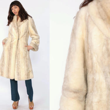 Cream Faux Fur Coat 70s Long Fake Fur Jacket Boho Coat Glam Maxi Jacket Fuzzy Vegan Vintage 1970s Bohemian Disco Winter Small Medium 