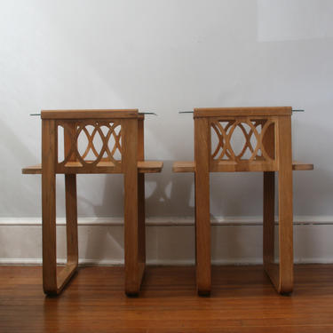 Pair of Glass &amp; Wood End Tables