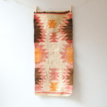 Vintage Indian Weaving, Native American Wall Hanging, Navajo Rug, Pink Rug, Indian Saddle Blanket 