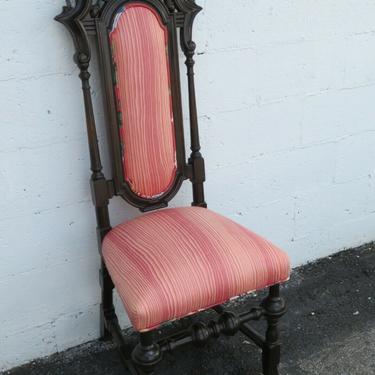 Early 1900s Heavy Hand Carved Tall Side Desk Chair 2320