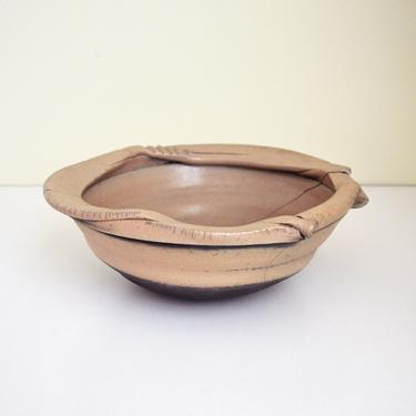 George Roby Large Pink Raku Bowl | Handmade Ceramic Vessel | Mid Century Modern Pottery 