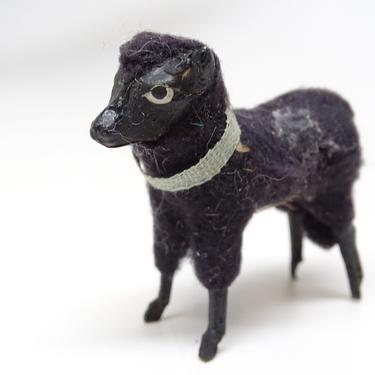 Antique Small German Black 2 Inch Wooly Sheep, for Putz or Christmas Nativity, Easter, Vintage Toy Lamb 