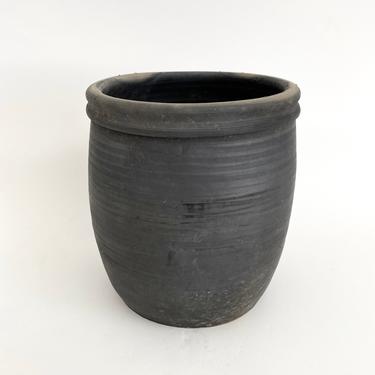Vintage Black Gray Pottery Jug Vessel 