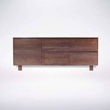 Modern Walnut dresser Solid Wood Handmade Organic Finish Contemporary mid century modern design Square Wood Legs 