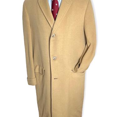 Vintage 1950s/1960s CASHMERE Overcoat ~ 42 Long ~ Camel ~ Trench Coat ~ Preppy / Ivy Style / Trad 