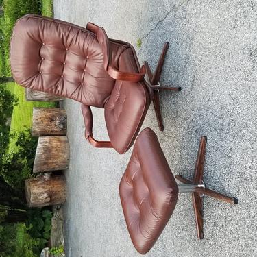 Mid20C Tufted Swivel Lounge Chair+Ottoman-Sweden