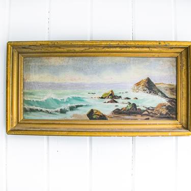 Vintage Ocean Landscape Painting 