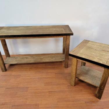 Rustic Industrial Reclaimed Barnwood and Metal Console & Side Table