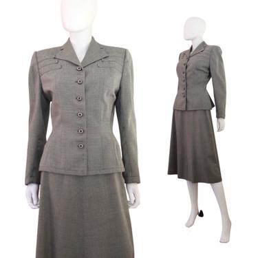 1950s Gray Skirt Suit - 1950s Gray Suit - 1950s Gray Flecked Suit - 50s Gray Wool Suit - Vintage Gray Suit - Grey Suit | Size Small / Medium 